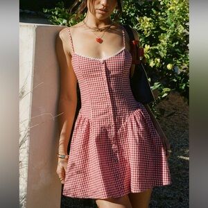 Princess Polly Red Checkered Midi Dress